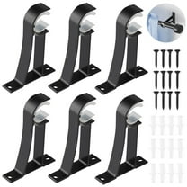 6PCS Curtain Rod Bracket, Heavy Duty Drapery Rod Holders, Wall Mounted Aluminum Alloy Hooks for 0.9" to 1.1" Curtain Rods, Single Curtain Rod Hanging Support, Wardrobe Clothes Rod Bracket