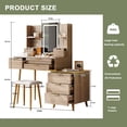 thumbnail image 3 of 7-Drawer Vanity Desk with LED Mirror & Carved Details, Fluted Makeup Table with Metal Legs and PU Stool, Carved Dressing Table with Jewelry Storage for Bedroom, 3 of 9