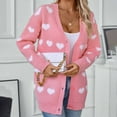thumbnail image 4 of Women's Mid Length Button Down Sweet And Fashionable Love Knitted Cardigan, 4 of 9