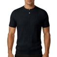 thumbnail image 5 of Shirts for Men, Men's Ribbed Knit T-Shirts Short Sleeve Plus Size Casual Notch V Neck Muscle Slim Fit Basic Tee Top Summer Everyday Wear Black XXL, 5 of 5