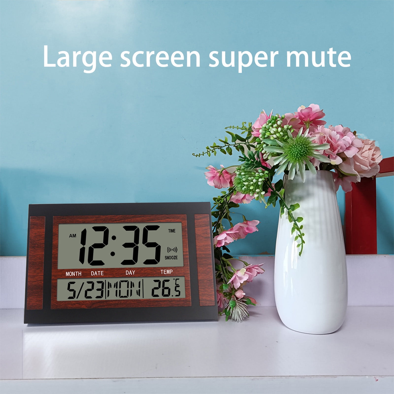 Large-Screen LCD Ultra-Quiet Electronic Wall Clock, Date, Time, Alarm Clock, Temperature Display, Aniversary Reminder Timer For Desktop/Wall, Staron Large-Screen LCD Ultra-Quiet
