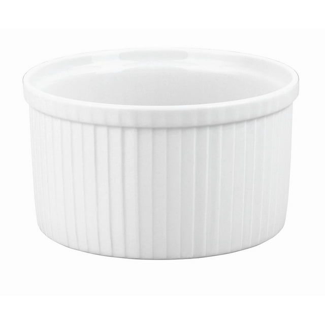 Plato De Soufflé Plisado Clásico De Porcelana Pillivuyt, 3,75 Tazas, 6-1/2 Pulgadas De Diámetro