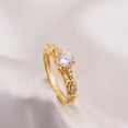 thumbnail image 4 of Silver & Stone Jewels Gold Plated Solitaire Engagement Ring with CZ Accents Vintage Inspired Promise Ring for Women, 4 of 6