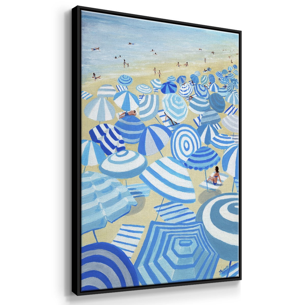 Sky Blue Beach Framed Premium Gallery Wrapped Canvas - Ready to Hang