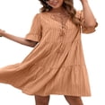 thumbnail image 2 of Femmes Robe à Manches Courtes avec une Ligne Version Simple Style Couleur Unie V-Cou Vêtements d'Été, 2 of 6