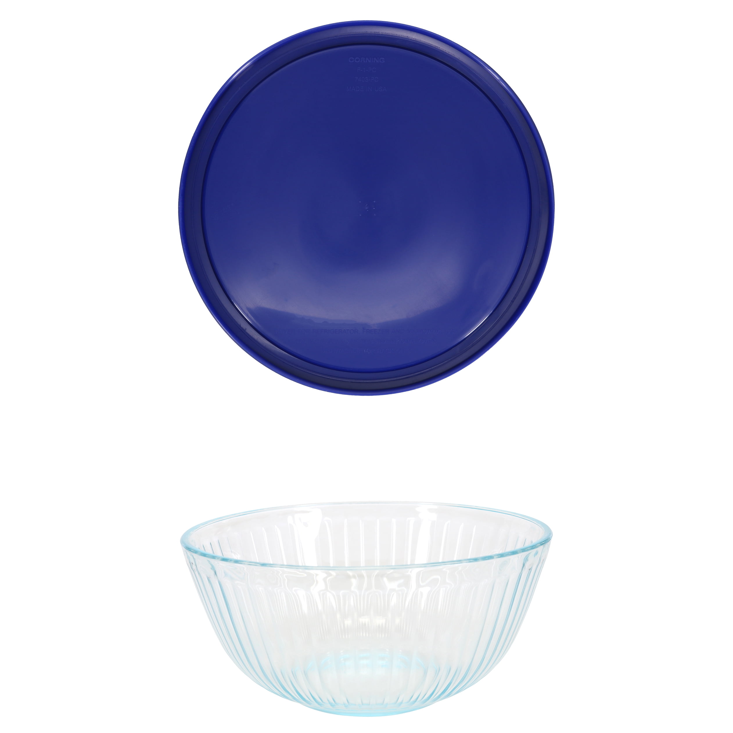 Pyrex 7403 10 Cup Sculpted Glass Mixing Bowl and 7403-PC Navy Blue