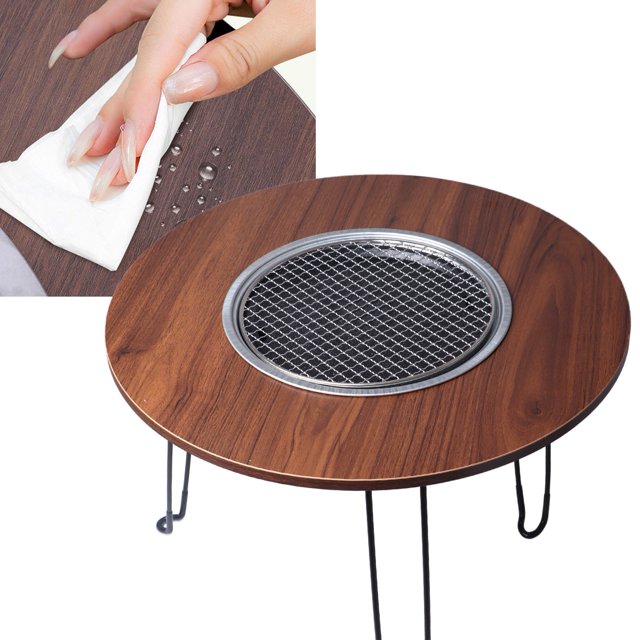 Small Charcoal Grill, Multifunctional Round Charcoal Grill Stove Table for Camping