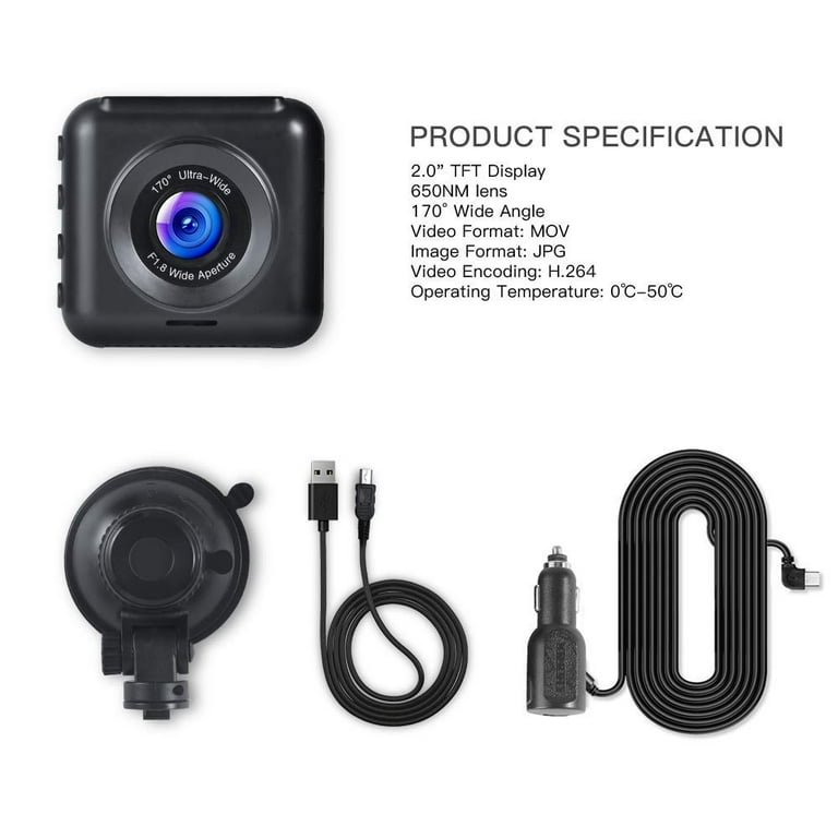 APEMAN Dash Cam 1080P Full HD Mini Car Driving Recorder 170° Wide