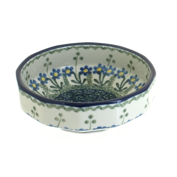 Blue Rose Polish Pottery Blue Posy Small Angular Bowl