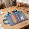 thumbnail image 4 of Blue Mesh Handheld Bag Transparent Nylon Zipper Pouch For Documents Cosmetics Toys A4 Size, 4 of 7