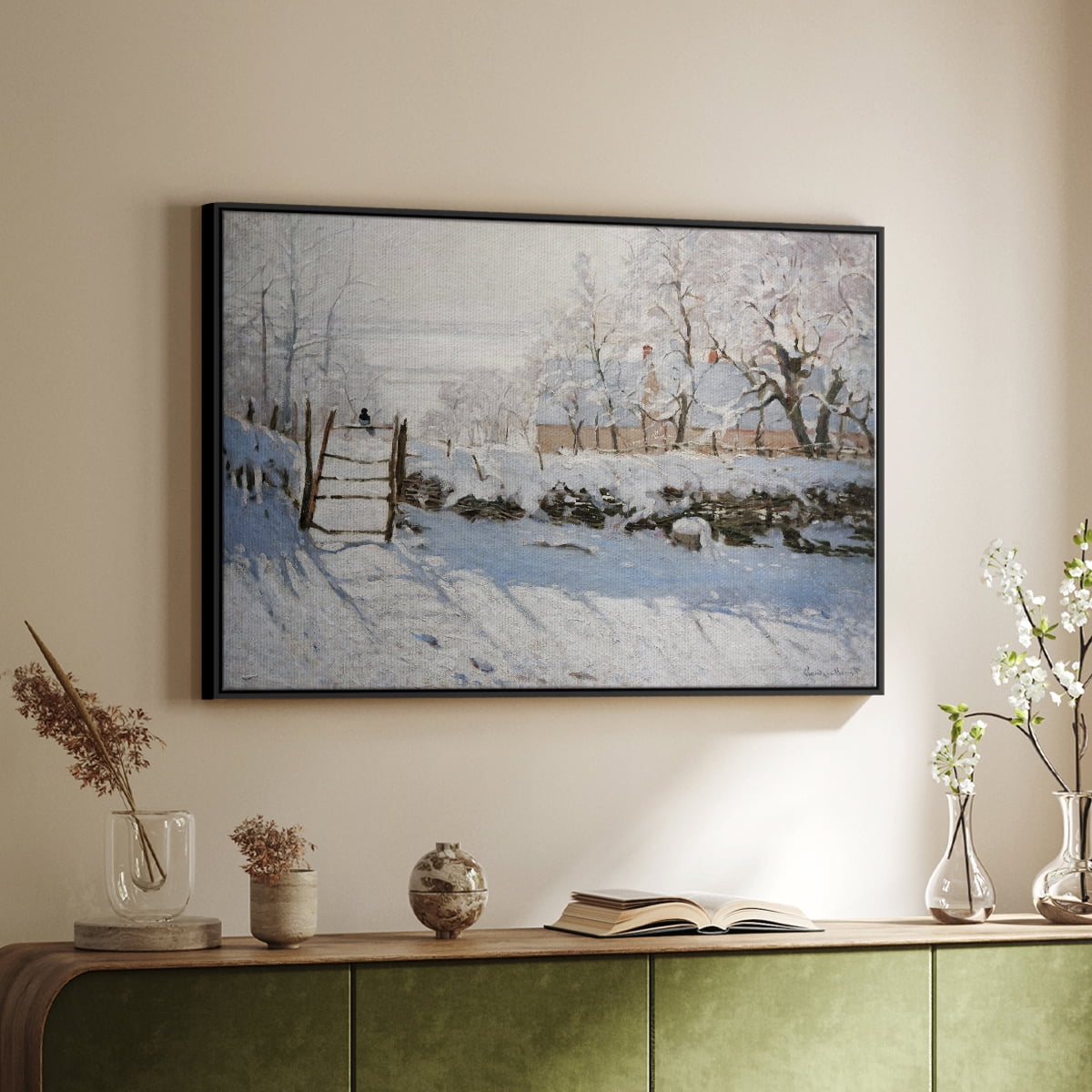 Vintage Landscape-CCLXXXIX By Wexford Home Framed in Black Wood Gallery Wrapped Canvas 25 in. x 37 in.