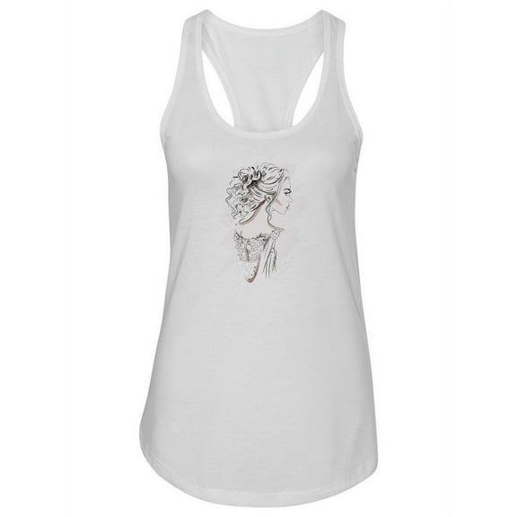 Beautiful Woman Sketch Racerback Tank Women -Image by Shutterstock, Female Large