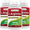 3 Pack (New Improved Formula) Best Naturals L-Arginine 1000 mg 120 Tablets - Pharmaceutical Grade L Arginine supplement promotes nitric oxide synthesis