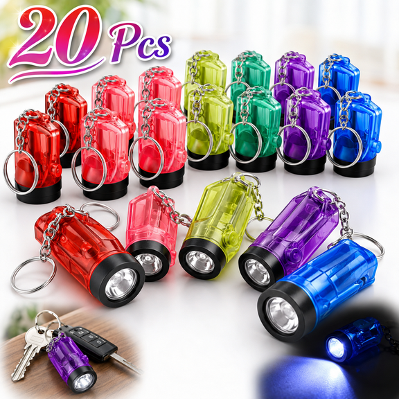 20 Pcs Mini Flashlight Keychains Plastic Portable Handheld LED Key Chains for Birthday Party Favors(Assorted Colors)