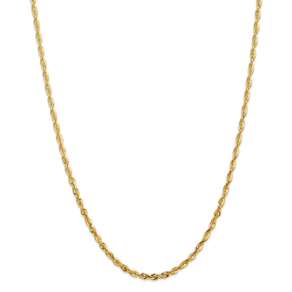 Real 14kt Yellow Gold 4mm Extra-Light Diamond Cut Rope Chain; 24 inch; Lobster Clasp; for Adults and Teens; for Women and Men