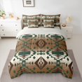 thumbnail image 2 of Homewish Bohemian Aztec Women Twin Bedding Sets 7-Piece, Brown Stripes Abstract Bedding Comforter Set, Rustic Farmhouse Style Reversible Sheet Sets, Lightweight Room Decor, 2 of 7
