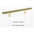 thumbnail image 2 of Satin Brass Cabinet Hardware Euro Style Bar Handle Pull - 3" Hole Centers, 5-3/4"" Overall Length - Modern Gold, 2 of 4
