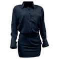 thumbnail image 4 of DHFJKG Womens 2 Piece Skirt Sets Business Casual Outfits Stripe Long Sleeve Button Down Collar Shirts Mini Bodycon Matching Set Office Lady Versatile Outfit, 4 of 5