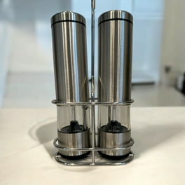 2 Pcs Electric Pepper Grinder Set One Hand Operation Adjustable Coarseness Stainless Steel Battery Powered Silver Walmart