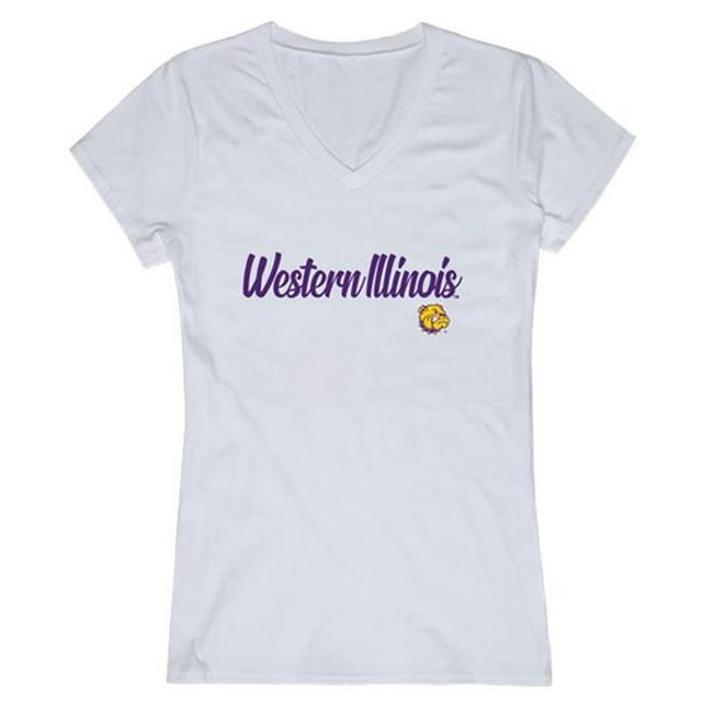 W Republic Products 555-405-WHT-01 Western Illinois T-Shirt Script pour Femmes, Blanc - Petit