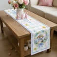 thumbnail image 6 of Watercolor Easter Table Runner 90 Inches Long for Kitchen Dining, Cute Rabbits Flower Wreath Eggs Bow Plaid Dresser Scarf Farmhouse, Dining Table Decorations for Wedding/Parties, 13 x 90 In, 6 of 8