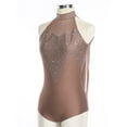 thumbnail image 3 of Kaerm Women Lyrical Dance Ballet Leotard Rhinestones Gymnastics Bodysuit Figure Skating Dancewear Dusty Pink XL, 3 of 6