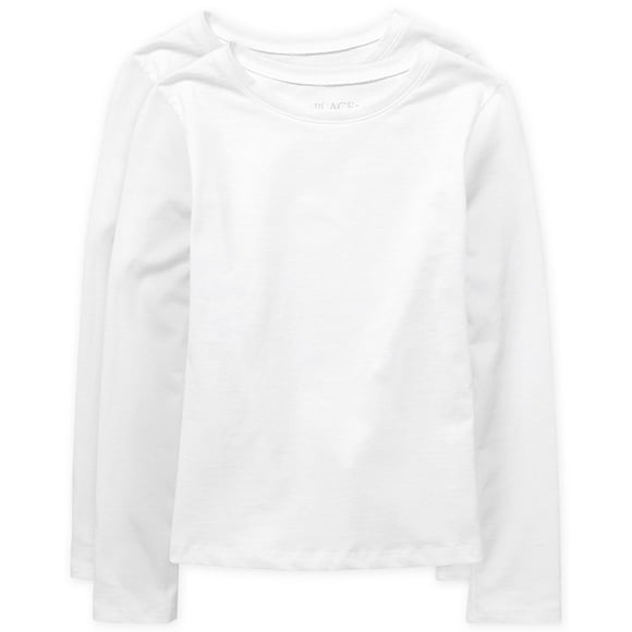 Camiseta The Children's Place para niñas de manga larga blanca, paquete de 2