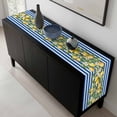 thumbnail image 5 of Blue Stripes Lemon Table Runner 36 Inches Long, Spring Fruit Flowers Leaves Line Kitchen Coffee Dining Table Decoration for Home Party Birthday Wedding Home Decor 13x36 Inches, 5 of 8