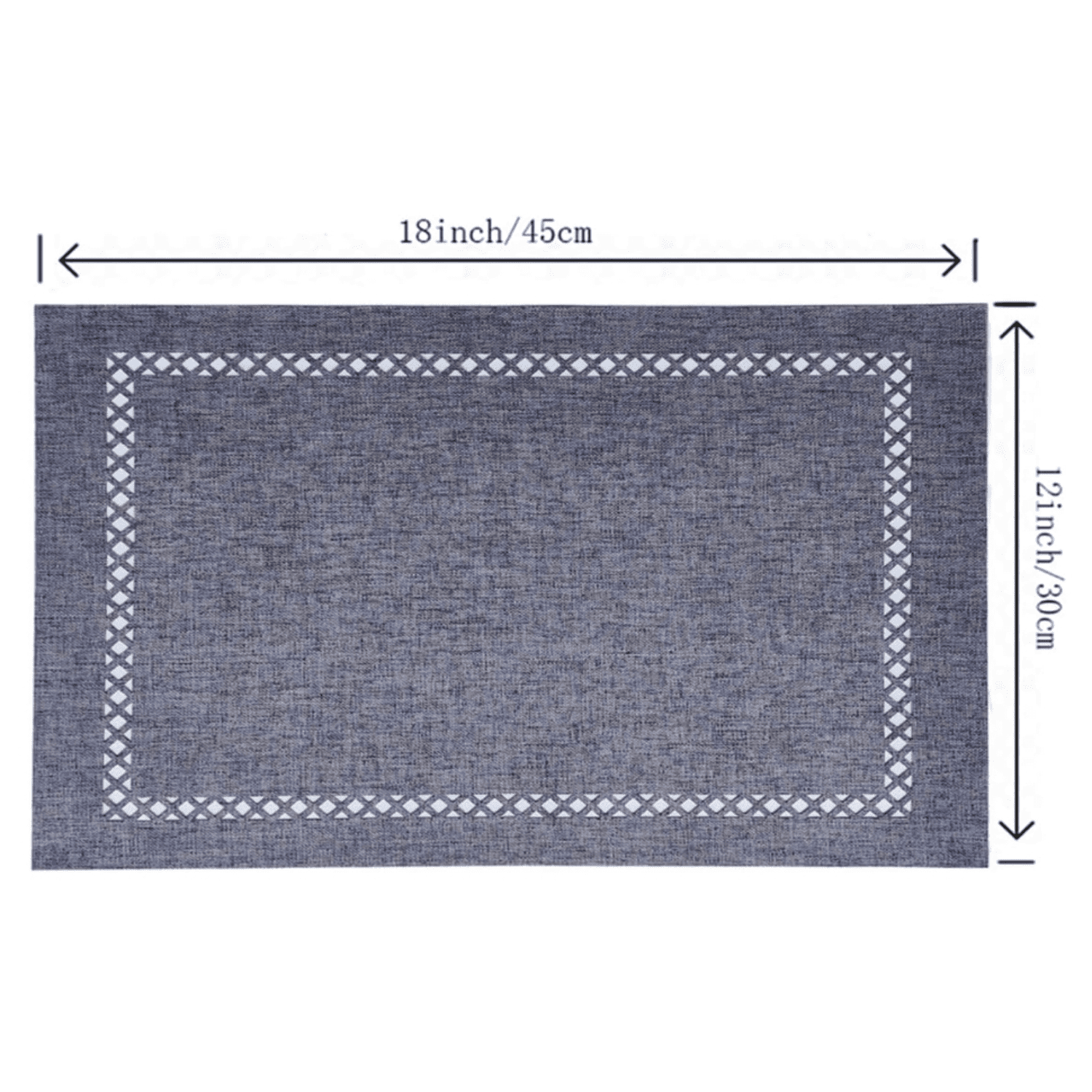 Placemats Set of 4 for Dining Table with Hollow Edge Design- Table Mats 12x 18 Inch, Cloth Place mats Mac (Grey 4pcs)