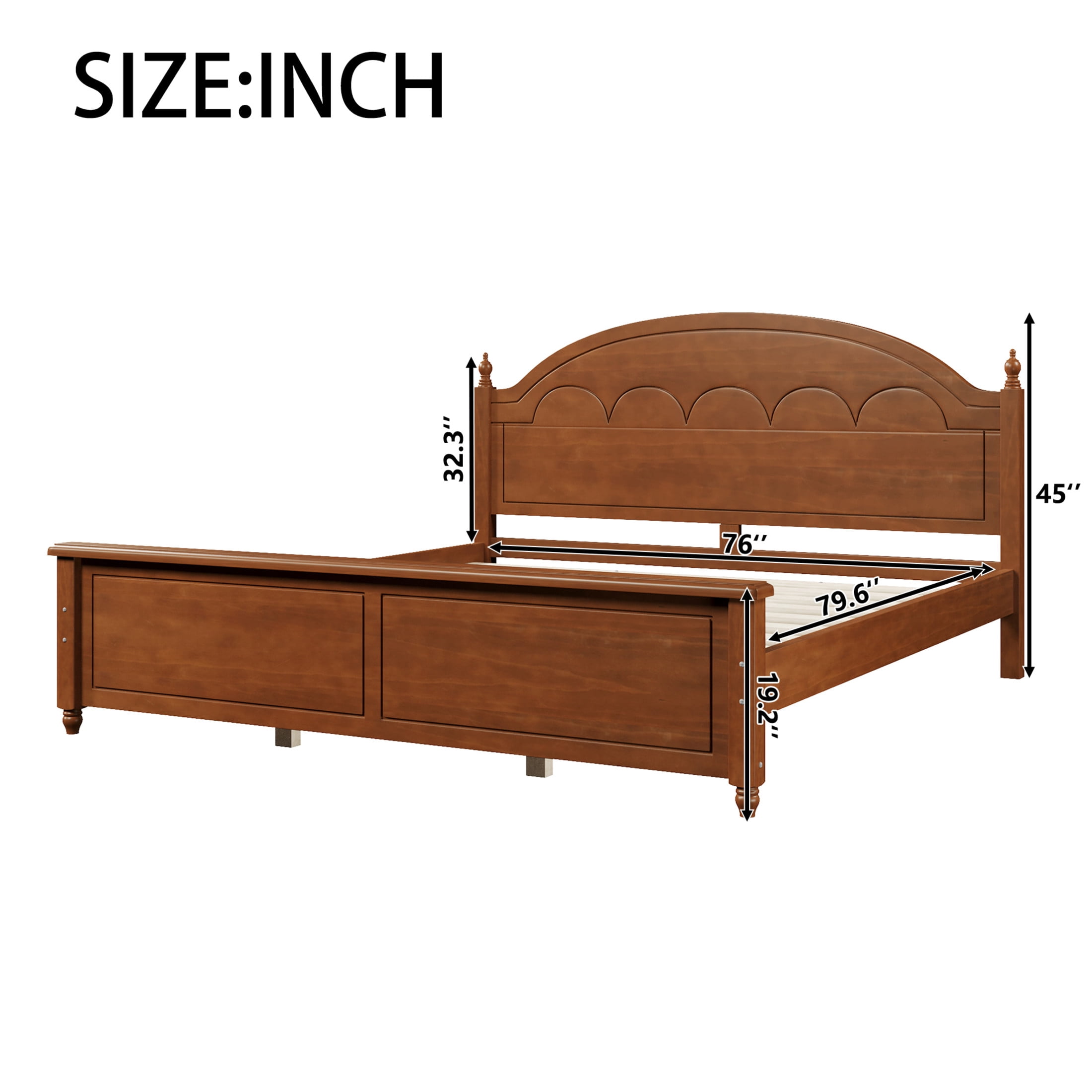 Noble House Alver King Size Wooden Bed Frame with Classic Arched Headboard, Modern Timeless Design, Oak