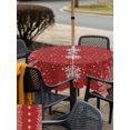 thumbnail image 4 of Outdoor Tablecloth with Umbrella Hole and Zipper, Christmas Snowflakes Square Table Cloth 60x60 Inch Waterproof Tablecloth, Winter Xmas Pine Leaf Red on Linen Picnic Table Cover for Patio Camping, 4 of 7