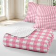 thumbnail image 4 of Manfei Classic Pink Plaid Twin Quilt Set,Vintage Check Twin Coverlet Set,2pcs,1 Bedspread and 1 Pillowcase, 4 of 7