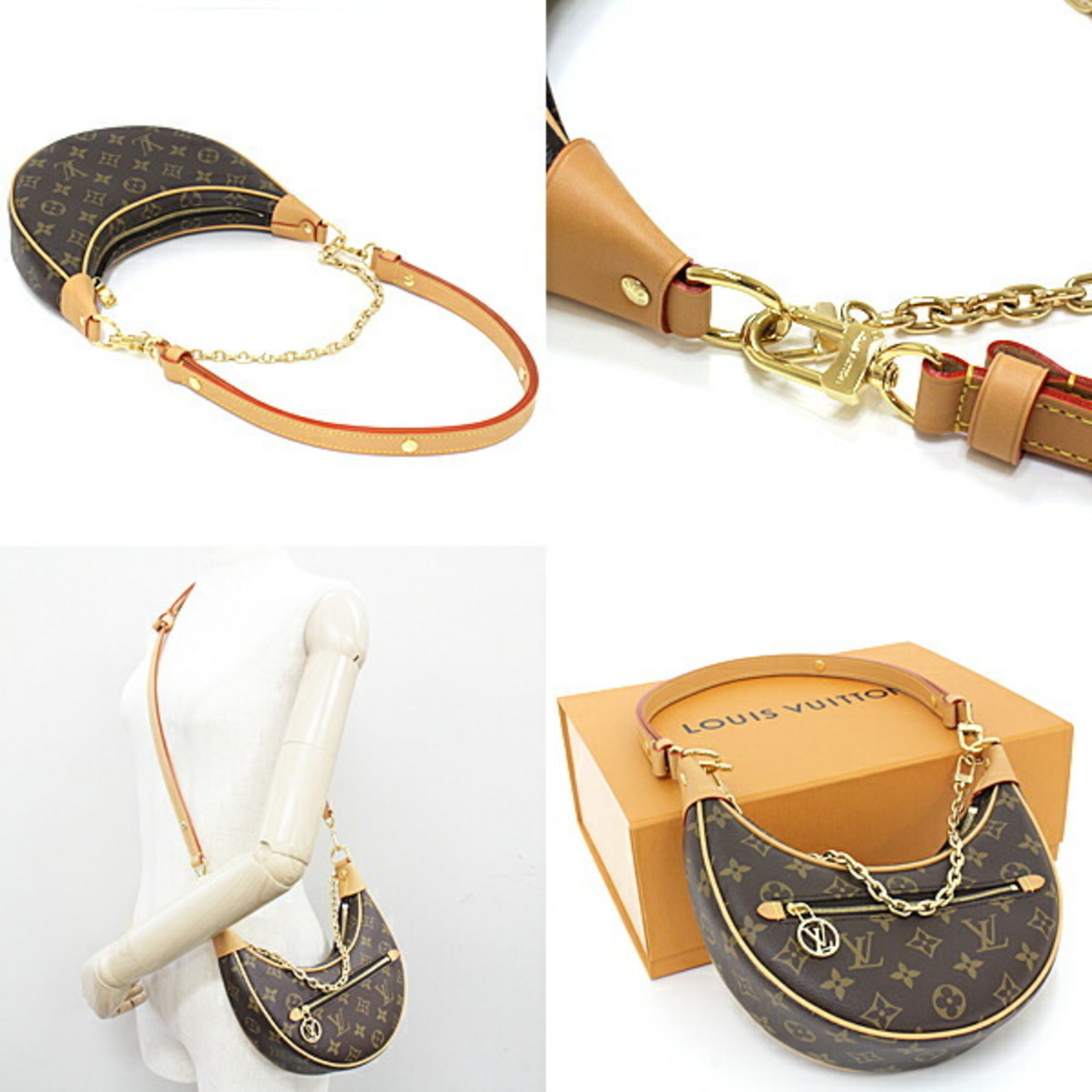 Louis Vuitton LOOP Monogram Gold Chain Half Moon Crossbody Shoulder Bag  M81098