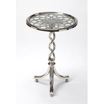 HomeRoots 476023 25.75 x 17.5 x 17.5 in. Silver Aluminum Open Lattice Round Top End Table