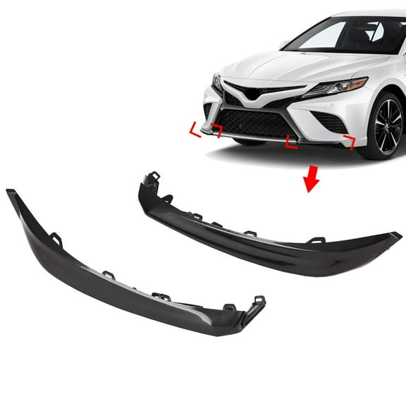 PIT66 Front Bumper Black Lower Trim Molding Set Both Ends Fit for 2018-2020 Toyota Camry SE/XSE