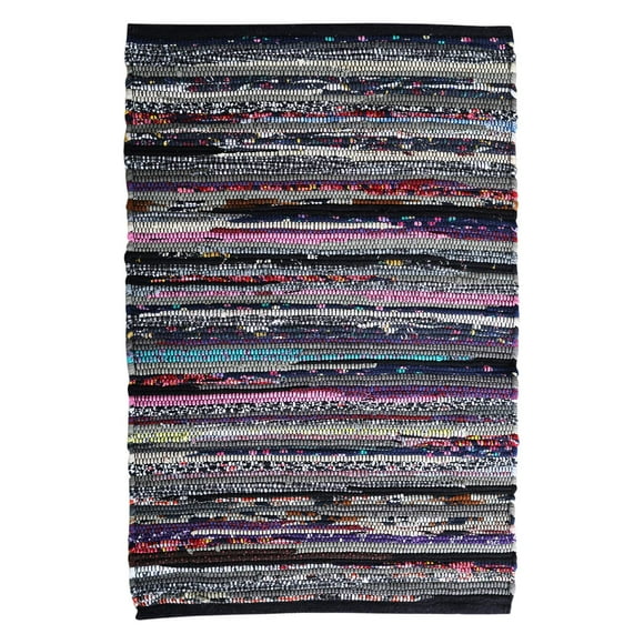 Alfombras Cotton Hoisery Dark Multi Chindi, 24 x 36 pulgadas, multicolor oscuro, interior/exterior, sala de estar, lavables a máquina, tejidas a mano, entrada a la cocina