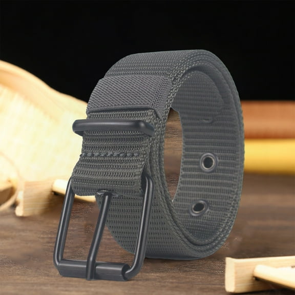opolski Men Webbing Belt Needle Buckle Nylon Belt with Adjustable Holes Extend Students Jeans Band Sports Strap Coffee