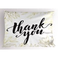 thumbnail image 1 of Thank You Pillow Sham, Details with Floral Frame Style Golden Yellow Tone Lettering, Decorative Standard Queen Size Printed Pillowcase, 30" X 20", Mustard Charcoal Grey and White, by Ambesonne, 1 of 2