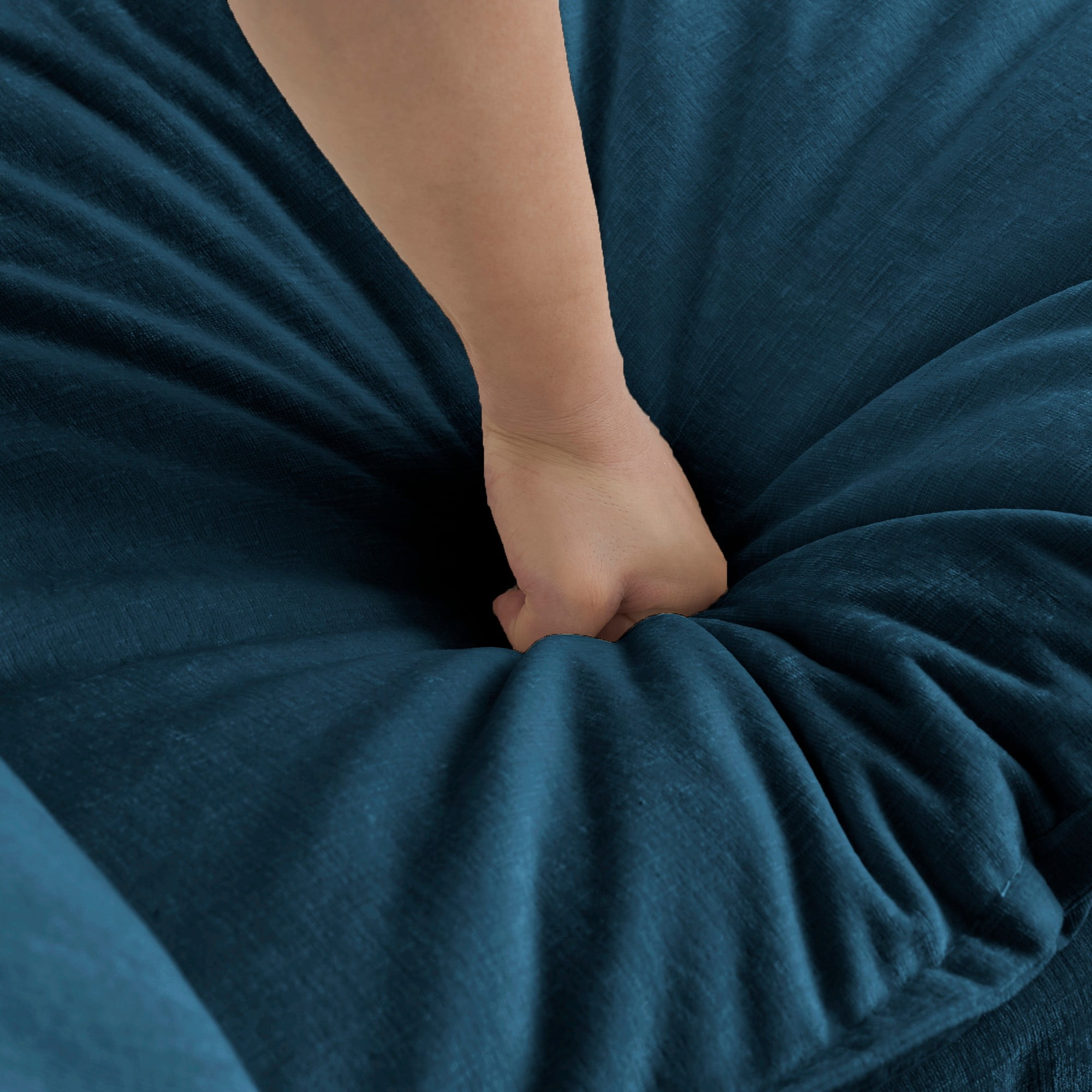 Chenille Fabric Ottomans Footrest (Blue)