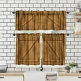 thumbnail image 2 of Rustic Barn Door Valance Curtain Vintage Farmhouse Garage Gate Wooden Door Rod Pocket Valance Window Treatments Short Curtains for Kitchen Living Room Decor 54x18 Inch + 27x36 Inch X 2, 2 of 5