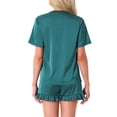 thumbnail image 3 of INSPIRE CHIC Women's Satin Pajama Set Short Sleeve Shirts with Ruffle Shorts Loungewear L Green, 3 of 6