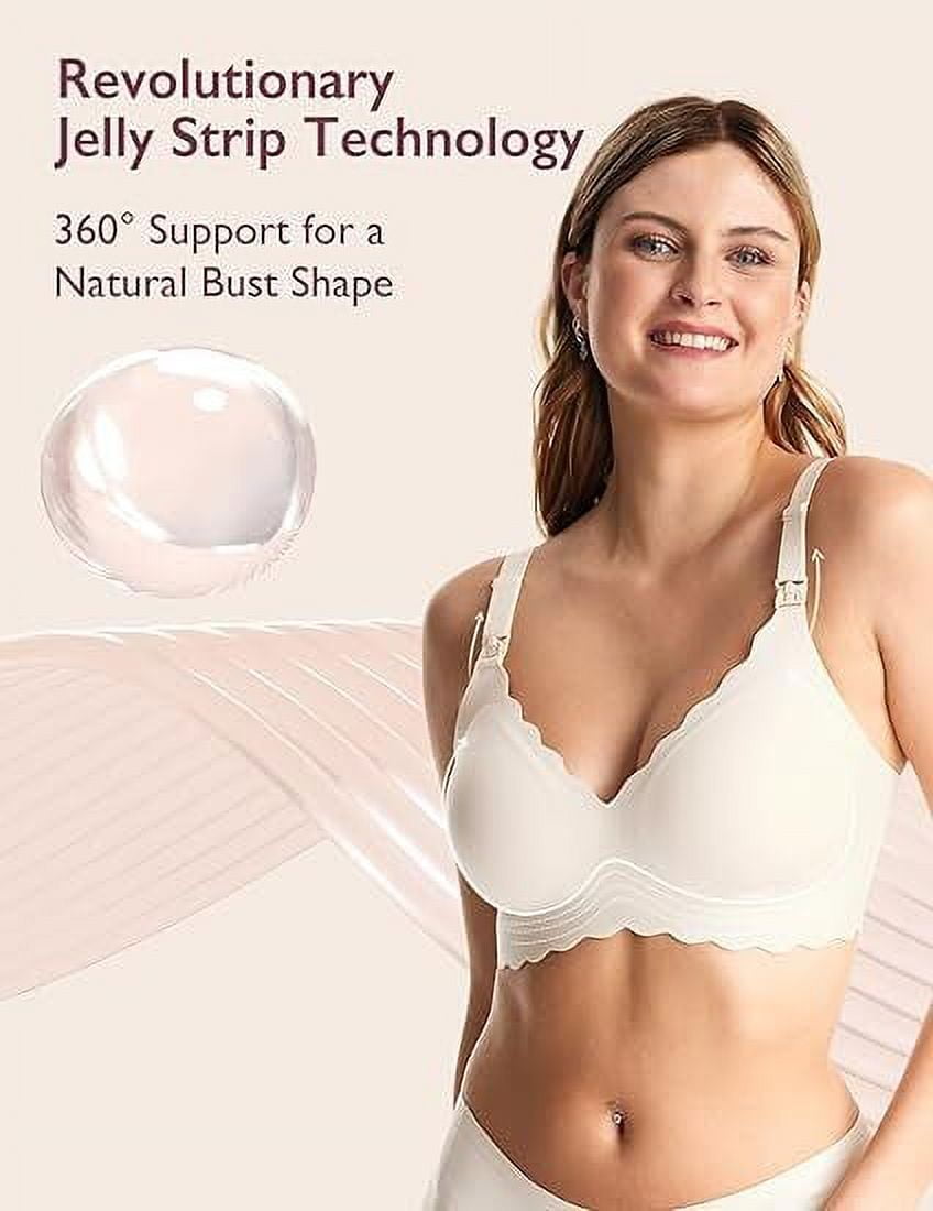 Momcozy Nursing Bras for Breastfeeding, Seamless Pregnancy Maternity Bra Wireless Classic Jelly Strip Support Nursing Bra