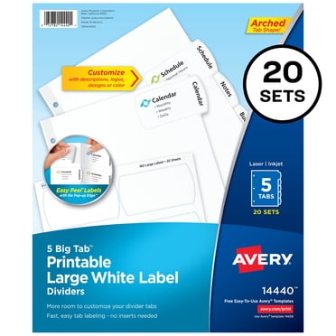 Avery Printable Self-Adhesive Plastic Tabs, 1-1/4", Repositionable ...