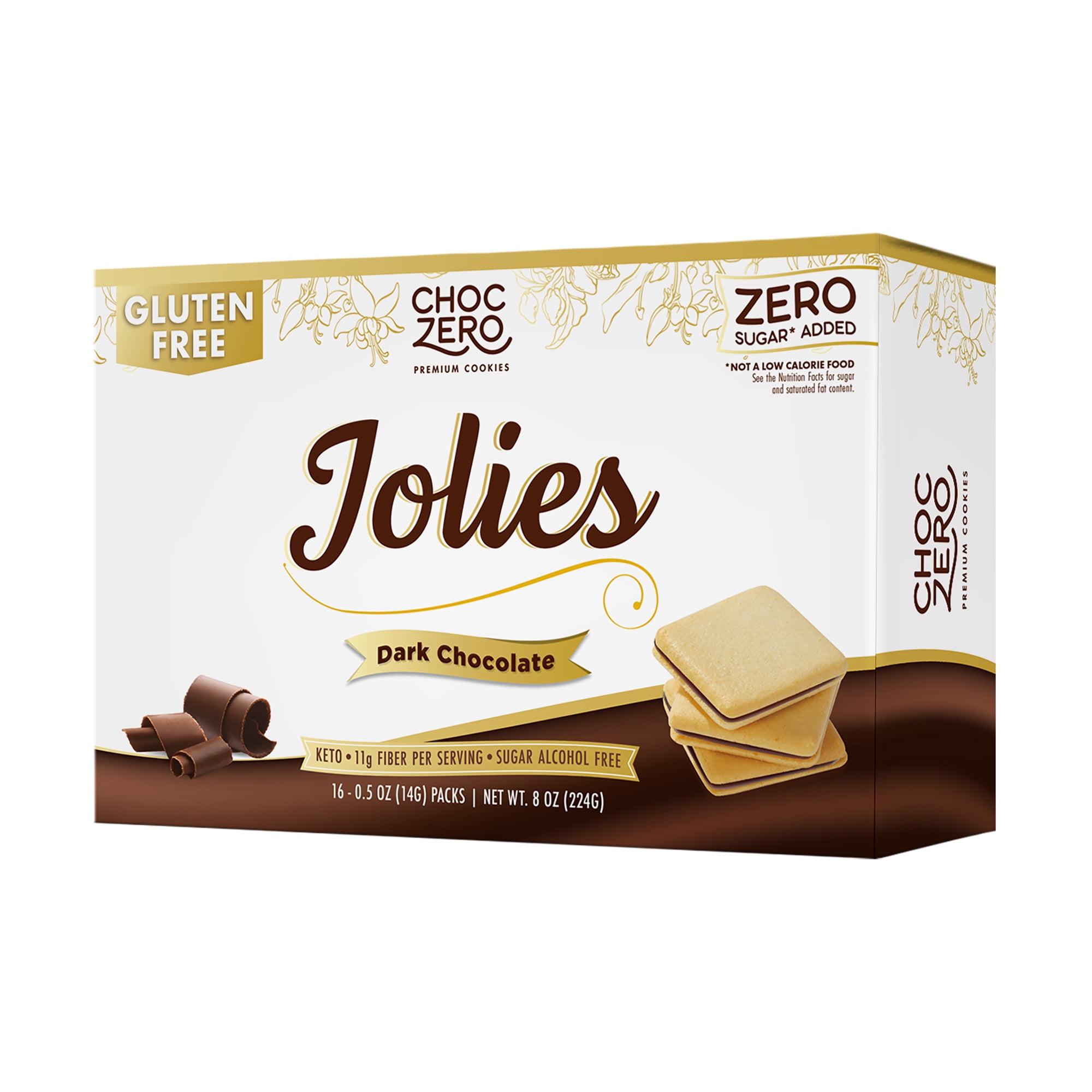 ChocZero Jolies Sugar Free Dark Chocolate Filled Cookies, Keto, Gluten Free, 8 oz Box