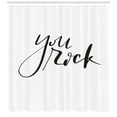 thumbnail image 2 of You Rock Shower Curtain, Monochrome Simplistic Cursive Calligraphy with Motivational Phrase, Fabric Bathroom Set with Hooks, 69W X 70L Inches, Charcoal Grey and White, by Ambesonne, 2 of 2
