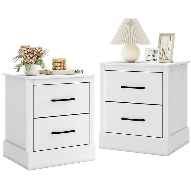 Gymax Ensemble de 2 Tables de Chevet Style Ferme de 18,5 Po avec 2 Tiroirs Table d'Appoint Compacte pour Salon