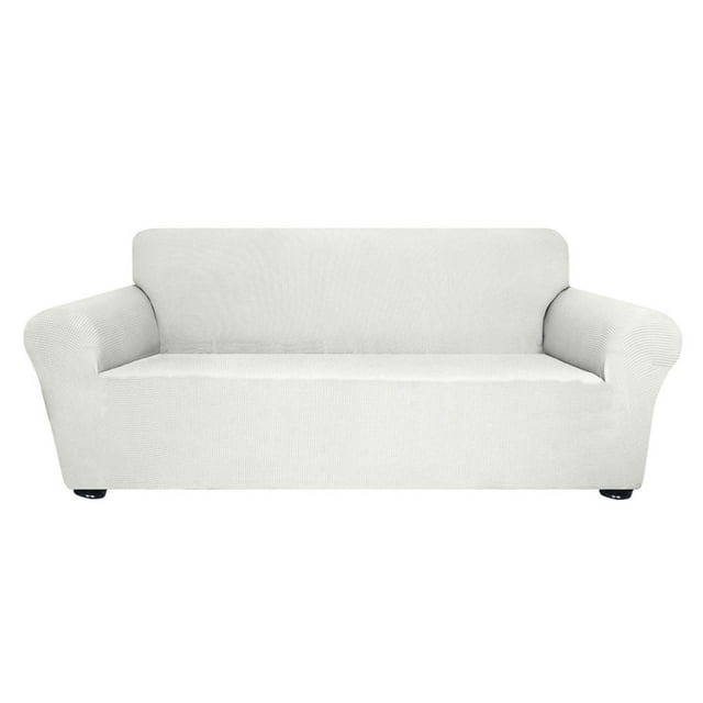 Stretch Sofa Slipcover Spandex -Slip Soft Couch Sofa Cover 3 Seater Washable for Living Room Kids Pets(White)