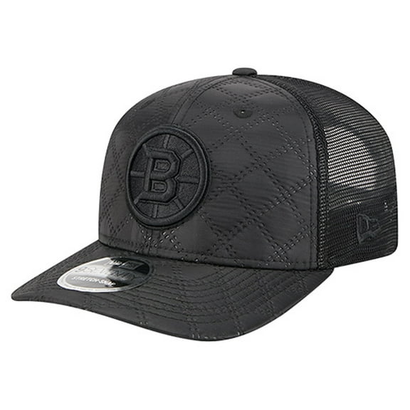 Men's New Era  Black Boston Bruins Quilted Nylon 9SEVENTY Adjustable Trucker Hat