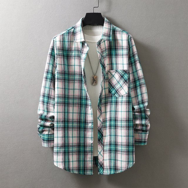 TIMIFIS Chemises à Manches Longues à Carreaux pour Hommes Printemps Automne Col Rabattu Décontracté Nouvelles Chemises à Boutons Régulières avec Poche
