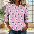 thumbnail image 2 of Edvintorg Tops Women Plus Size Fashion Floral Printed Crew Neck 3/4 Sleeve Casual Pullover Shirt Women's Blouses Womens Clothing Pink XXXL, 2 of 7